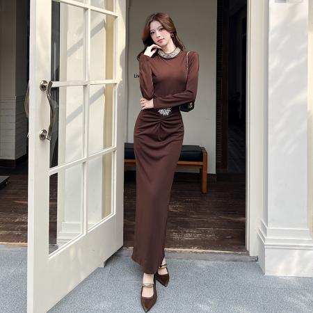 FA52674# 视频秋季时尚网红长裙包臀连衣裙  服裝批發女裝批發服飾貨源