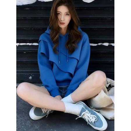 FA52702# 秋新款时尚气质高级感百搭显瘦宽松上衣女休闲连帽长袖卫衣  服裝批發女裝批發服飾貨源