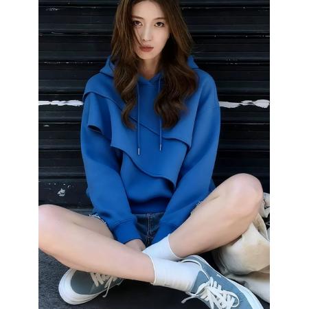 FA52702# 秋新款时尚气质高级感百搭显瘦宽松上衣女休闲连帽长袖卫衣  服裝批發女裝批發服飾貨源