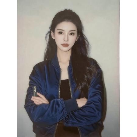 FA52706# 今年流行藏蓝色棒球服外套女秋季新款独特超好看夹克拉链上衣  服裝批發女裝批發服飾貨源