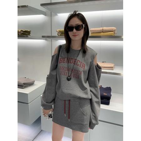 FA52713# 初秋新款女装灰色露肩卫衣春秋季休闲时尚运动小个子显高两件套装  服裝批發女裝批發服飾貨源