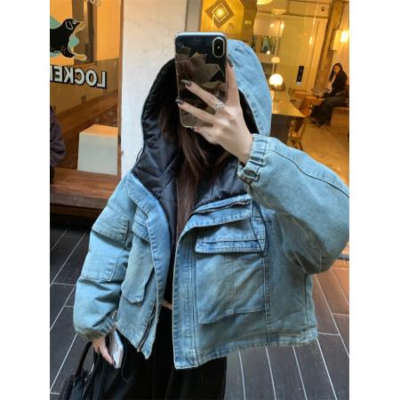 FA52720# 新款流行棉绒内胆轻薄加绒牛仔外套短款两面穿上衣夹克  服裝批發女裝批發服飾貨源