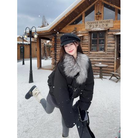 FA52725# 毛领夹克棉服冬季短款加厚座山雕外套解构设计感情侣棉  服裝批發女裝批發服飾貨源