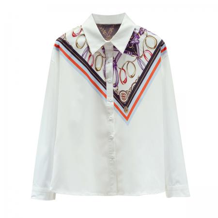 FA52748# 印花衬衫女设计感小众2026春秋季新款百搭雪纺长袖衬衣女  服裝批發女裝批發服飾貨源