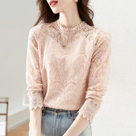 FA52764# 欧货蕾丝打底衫女2026春季装新款韩版内搭网纱上衣洋气  服裝批發女裝批發服飾貨源