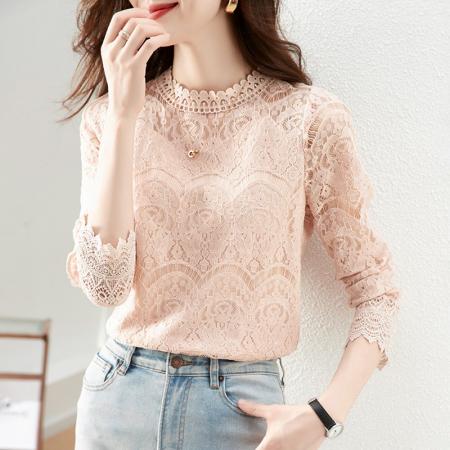 FA52764# 欧货蕾丝打底衫女2026春季装新款韩版内搭网纱上衣洋气  服裝批發女裝批發服飾貨源