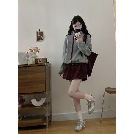 FA52772# 大码女装冬新款韩版简半拉链立领长袖卫衣百搭半身裙三件套  服裝批發女裝批發服飾貨源