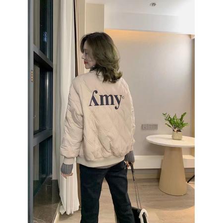 FA52777# 气质刺绣夹棉棒球服女秋冬新款宽松百搭减龄棉袄大码羽绒棉衣  服裝批發女裝批發服飾貨源