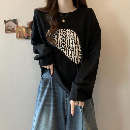 FA52782# 胖mm300斤设计感卫衣打底衫女春秋宽松大码显瘦独特气质百搭上衣2  服裝批發女裝批發服飾貨源