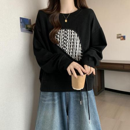 FA52782# 胖mm300斤设计感卫衣打底衫女春秋宽松大码显瘦独特气质百搭上衣2  服裝批發女裝批發服飾貨源