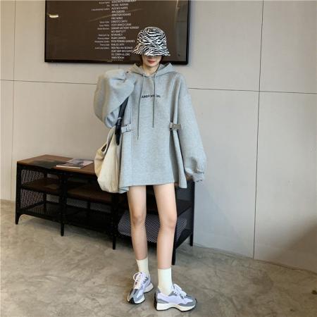 FA52785# 大码斤韩版慵懒风刺绣卫衣女宽松秋冬加绒加厚连帽百搭外套  服裝批發女裝批發服飾貨源