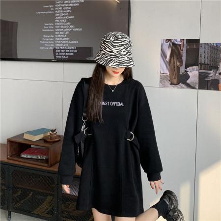 FA52785# 大码斤韩版慵懒风刺绣卫衣女宽松秋冬加绒加厚连帽百搭外套  服裝批發女裝批發服飾貨源