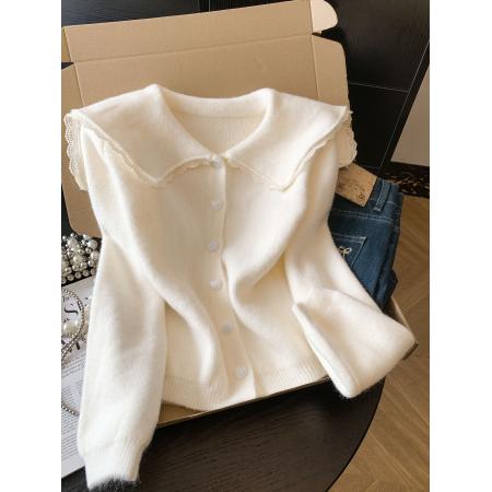 FA52792# ～秋冬新款韩版chic娃娃领毛衣外套女洋气减龄针织开衫  服裝批發女裝批發服飾貨源