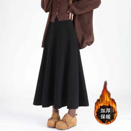 FA52801# 松紧腰裙子毛呢高腰显瘦大摆气质伞裙女秋冬新款半身裙  服裝批發女裝批發服飾貨源