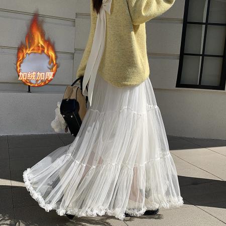 FA52803# 复古气质百褶半身裙女新款秋冬季显瘦松紧腰半裙大摆a字裙女  服裝批發女裝批發服飾貨源