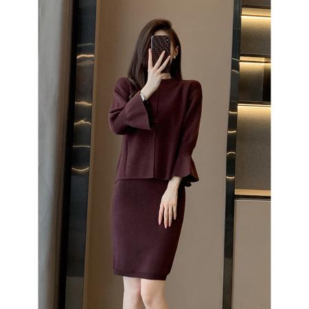 FA52827# 秋季新品俏皮活泼套装裙炸街高级感港风复古chic两件套女  服裝批發女裝批發服飾貨源