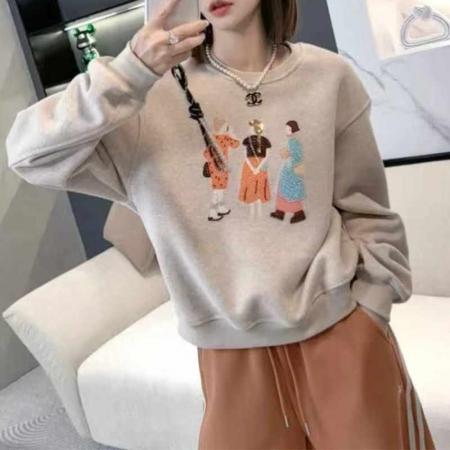 FA52843# 冬季新款时尚百搭设计感显瘦衣服女韩系圆领印花潮流长袖卫衣  服裝批發女裝批發服飾貨源