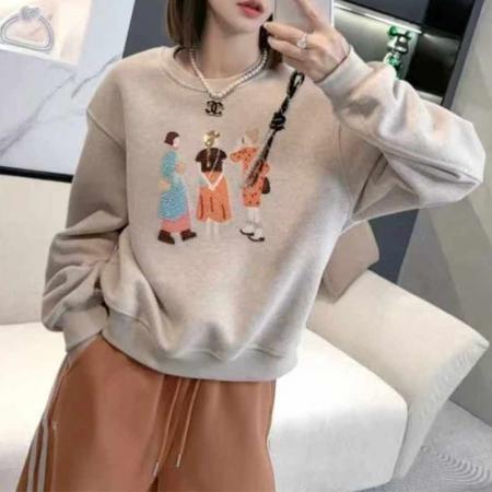 FA52843# 冬季新款时尚百搭设计感显瘦衣服女韩系圆领印花潮流长袖卫衣  服裝批發女裝批發服飾貨源