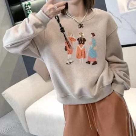 FA52843# 冬季新款时尚百搭设计感显瘦衣服女韩系圆领印花潮流长袖卫衣  服裝批發女裝批發服飾貨源