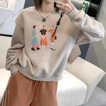 FA52843# 冬季新款时尚百搭设计感显瘦衣服女韩系圆领印花潮流长袖卫衣  服裝批發女裝批發服飾貨源