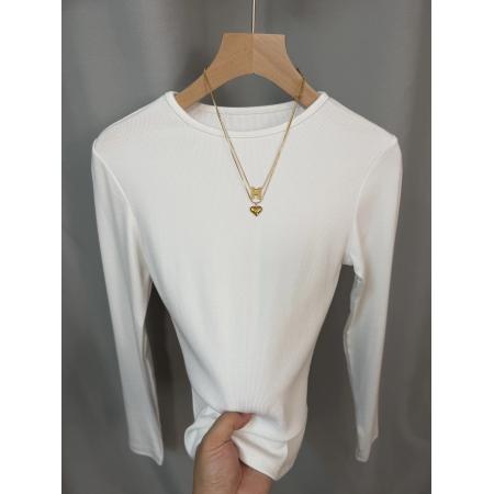 FA52854# 小圆领正肩长袖打底衫女春秋新款时尚百搭显瘦弹力螺纹内搭上衣潮  服裝批發女裝批發服飾貨源