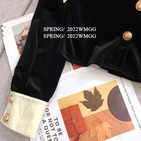 FA52860# 黑色丝绒衬衫女设计感小众法式高级感大翻领时尚洋气短款长袖上衣  服裝批發女裝批發服飾貨源