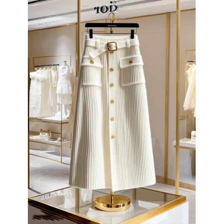 FA52862# 今年流行爆款高级感独特超好看白色高腰a字针织半身裙子冬  服裝批發女裝批發服飾貨源