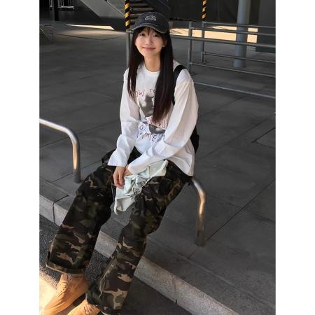 FA52875# 棉春装长袖T恤女宽松上衣印花  服裝批發女裝批發服飾貨源