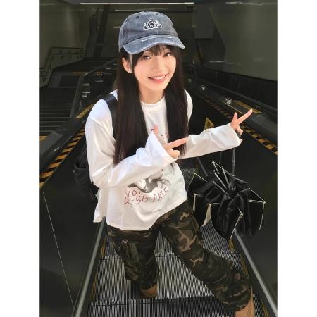 FA52875# 棉春装长袖T恤女宽松上衣印花  服裝批發女裝批發服飾貨源