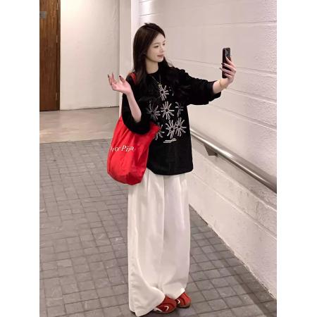 FA52876# 棉春装长袖T恤女宽松上衣印花  服裝批發女裝批發服飾貨源