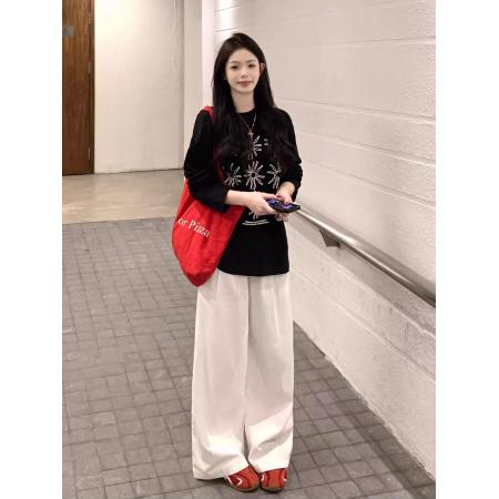 FA52876# 棉春装长袖T恤女宽松上衣印花  服裝批發女裝批發服飾貨源