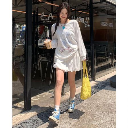 FA52877# 棉春装长袖T恤女宽松上衣印花  服裝批發女裝批發服飾貨源