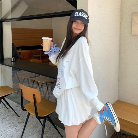 FA52877# 棉春装长袖T恤女宽松上衣印花  服裝批發女裝批發服飾貨源