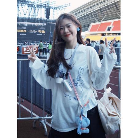 FA52880# 棉春装长袖T恤女宽松上衣印花  服裝批發女裝批發服飾貨源