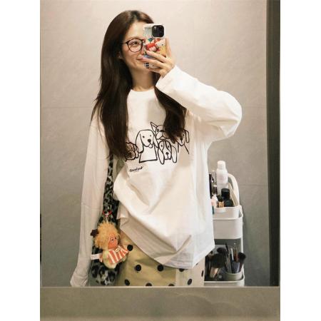 FA52881# 棉春装长袖T恤女宽松上衣印花  服裝批發女裝批發服飾貨源