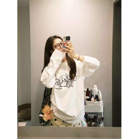 FA52881# 棉春装长袖T恤女宽松上衣印花  服裝批發女裝批發服飾貨源