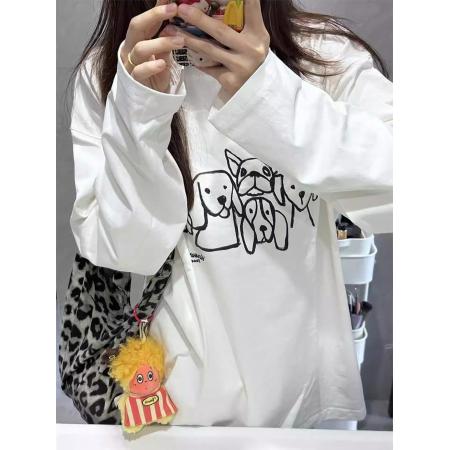 FA52881# 棉春装长袖T恤女宽松上衣印花  服裝批發女裝批發服飾貨源