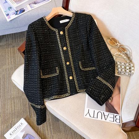 FA52890# 秋冬韩版外套法式轻奢名媛设计感小香风短外套粗花呢短款上衣  服裝批發女裝批發服飾貨源