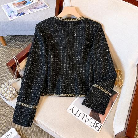 FA52890# 秋冬韩版外套法式轻奢名媛设计感小香风短外套粗花呢短款上衣  服裝批發女裝批發服飾貨源