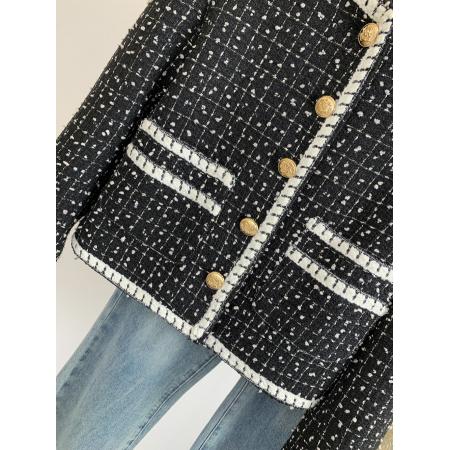 FA52892# 秋冬法式赫本风小香风外套高级感女新款春秋气质黑色短款  服裝批發女裝批發服飾貨源