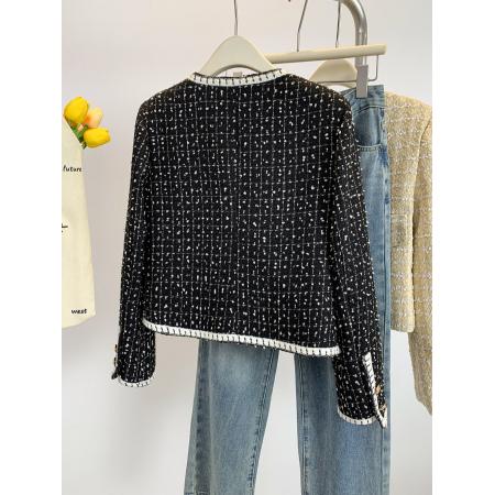 FA52892# 秋冬法式赫本风小香风外套高级感女新款春秋气质黑色短款  服裝批發女裝批發服飾貨源