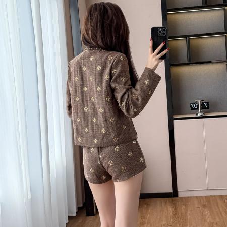 FA52895# 亮片小香风外套女秋季新款高级感复古小个子正肩短款上衣短裤  服裝批發女裝批發服飾貨源