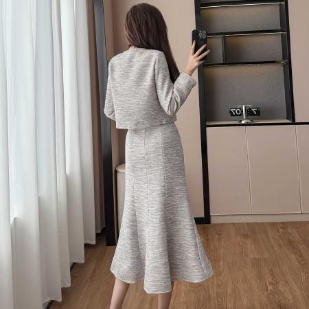 FA52899# 秋季爆款两件套法式气质感小众设计师香芋紫小香风套装  服裝批發女裝批發服飾貨源