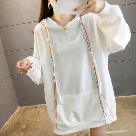 FA52905# 棉春秋洋气中长款连帽韩版宽松慵懒风卫衣女 服裝批發女裝批發服飾貨源