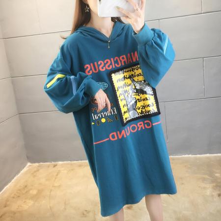 FA52906# 棉春秋设计感拉链字母印花连帽长袖卫衣女 服裝批發女裝批發服飾貨源