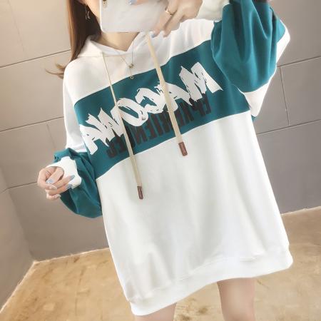 FA52908# 棉中长款超火插色字母印花连帽长袖卫衣女 服裝批發女裝批發服飾貨源