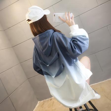 FA52911# 空气层春秋中长款渐变色连帽薄款长袖卫衣ins女 服裝批發女裝批發服飾貨源