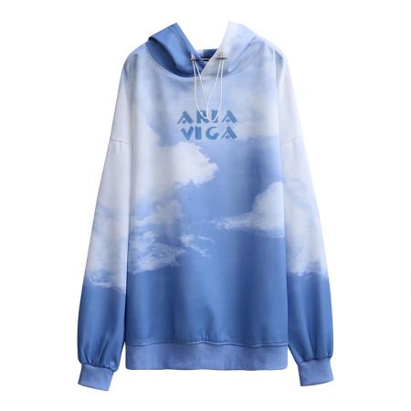 FA52913# 春季潮流设计感印花连帽薄款长袖卫衣女 服裝批發女裝批發服飾貨源