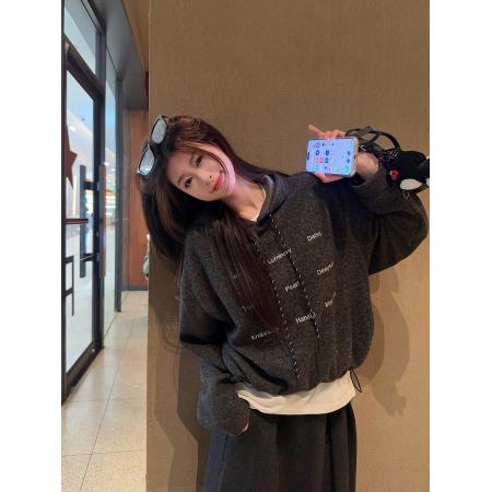 FA52928# 加绒加厚卫衣女韩版新款宽松秋冬连帽保暖上衣 服裝批發女裝批發服飾貨源