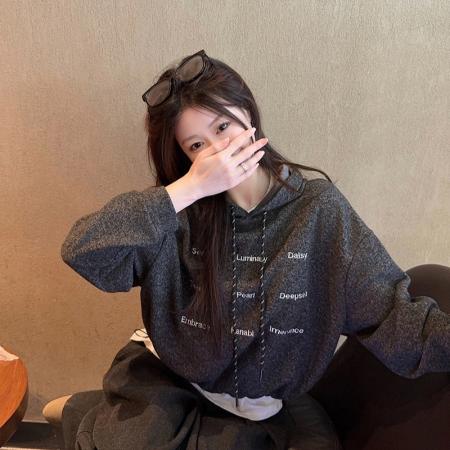 FA52928# 加绒加厚卫衣女韩版新款宽松秋冬连帽保暖上衣 服裝批發女裝批發服飾貨源